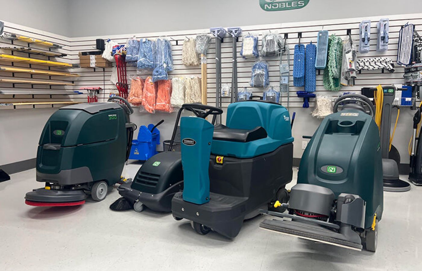 Floor cleaners on display at Island Cleaning Supplies